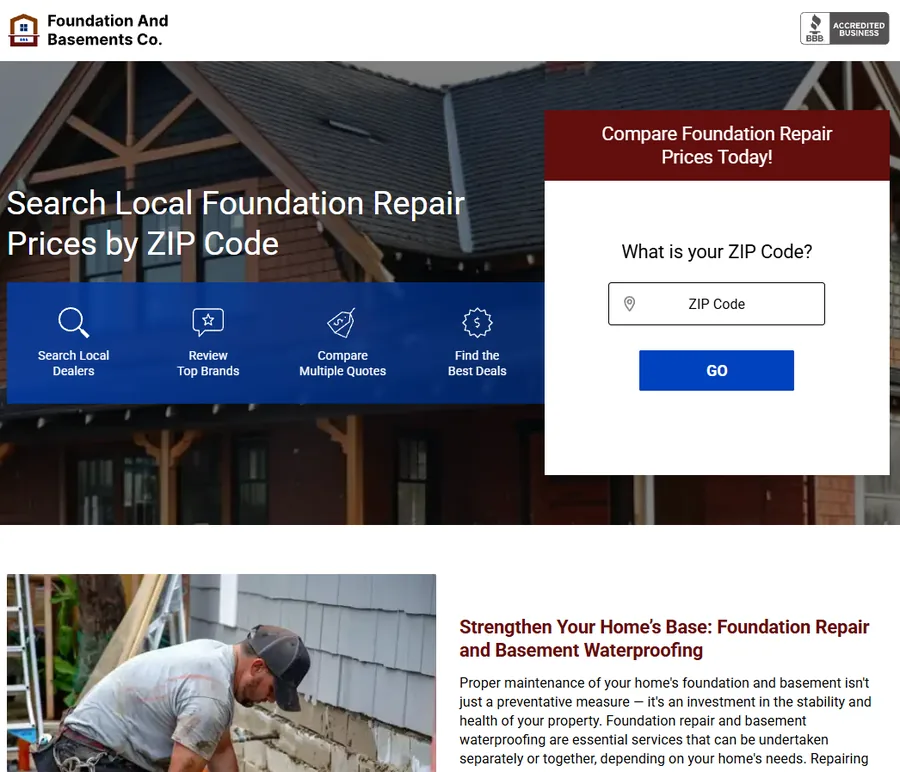 Foundation And Basements Co. landing page