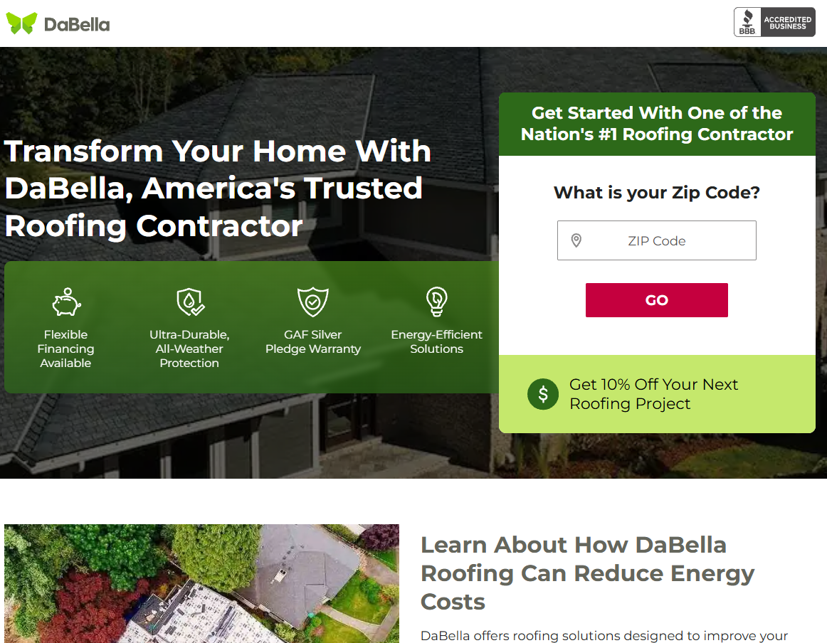 DaBella Branded landing page