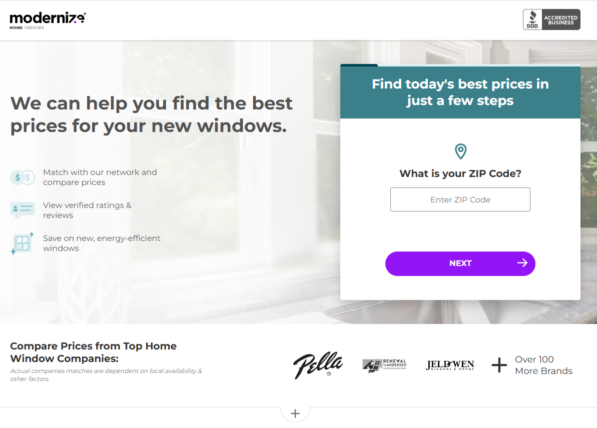 Modernize Windows landing page